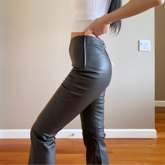 Zara limited edition sheep leather kick flare pants black - Picture 7 of 16